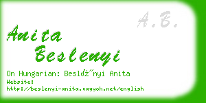 anita beslenyi business card